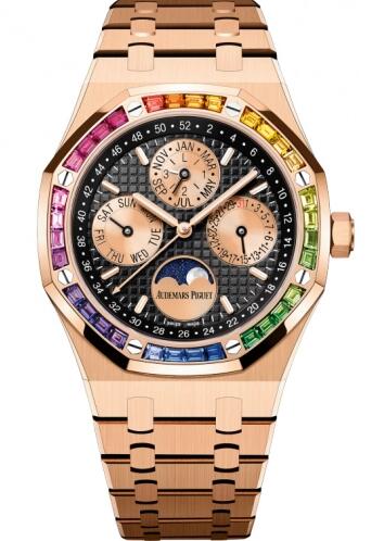 Replica AP Watch Audemars Piguet Royal Oak Perpetual Calendar 41 Pink Gold - Rainbow Black 16614OR.YY.1220OR.01